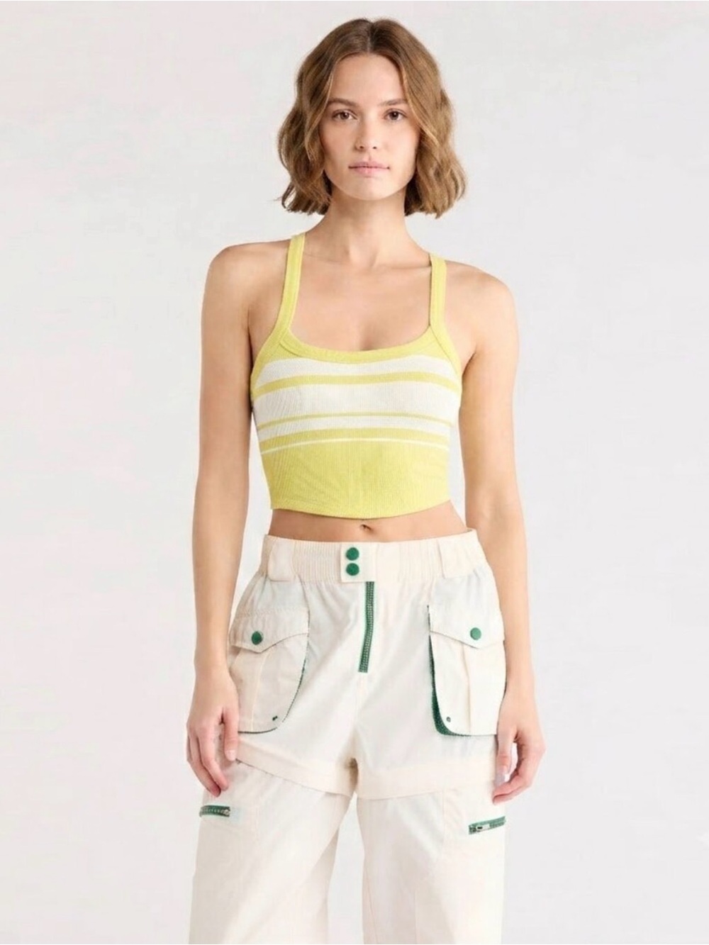 Free People All Clear Striped Cami Honeydew